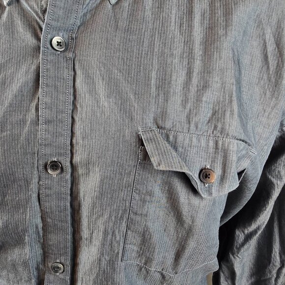 Calvin Klein Men's 4XL Long Sleeve Button Down Shirt Blue Double Chest Pockets - Picture 3 of 8